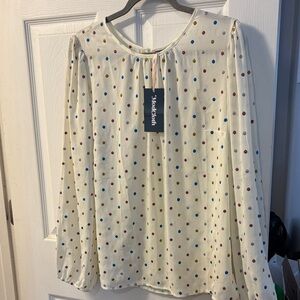 Modcloth Cream Blouse with Polka Dots